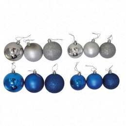 PACK 24 BOLAS 6 CM. AZUL/PLATA